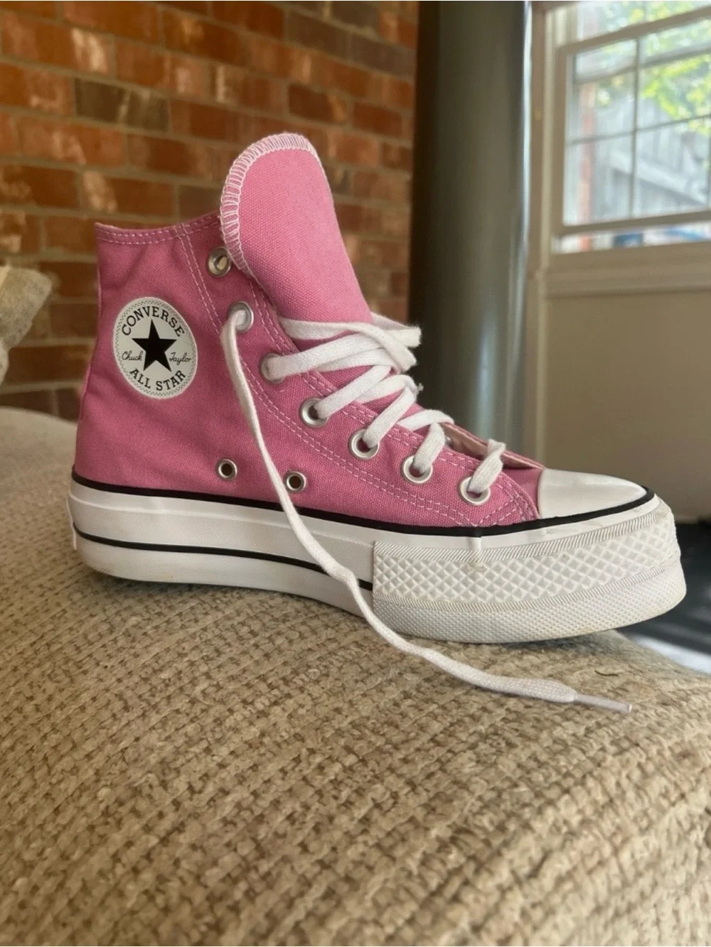 Converse Kids Pink High Top Platform Chuck Taylor Sneakers